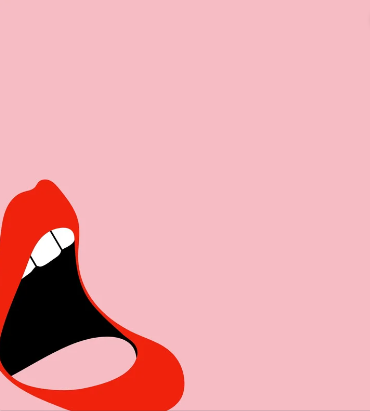 decorative image, pink block with lip icon